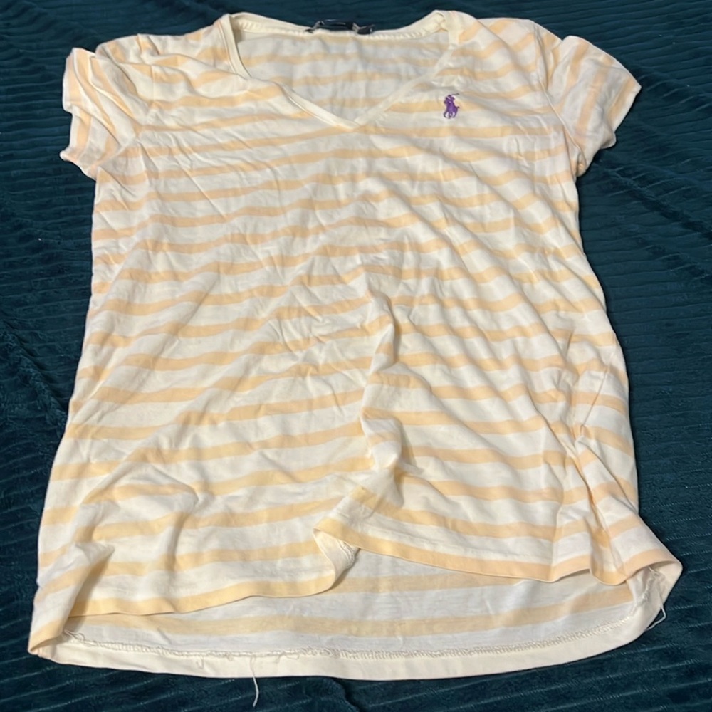Ralph Lauren sports cream and white shirt